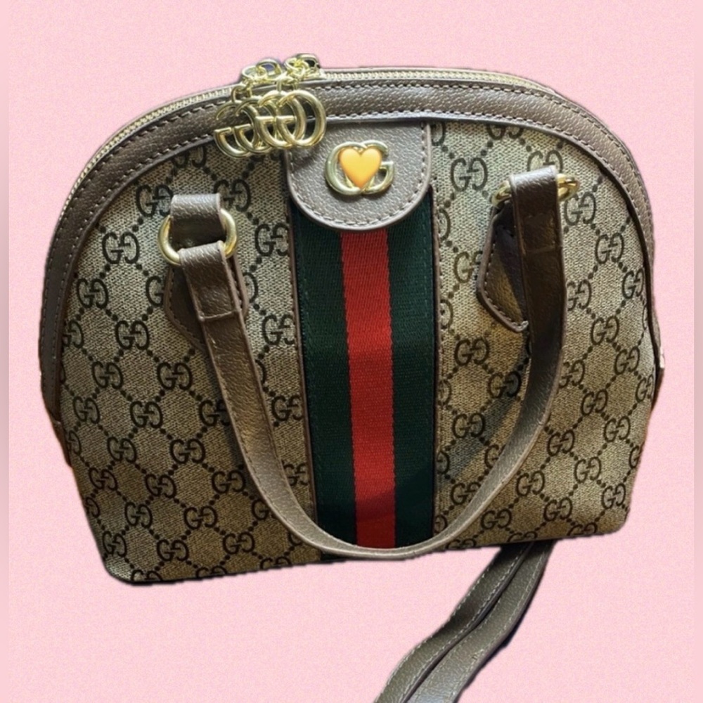Brown and Green Women's Bag